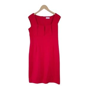 Calvin Klein Womens Red Cap Sleeve Sheath Dress Size 12
